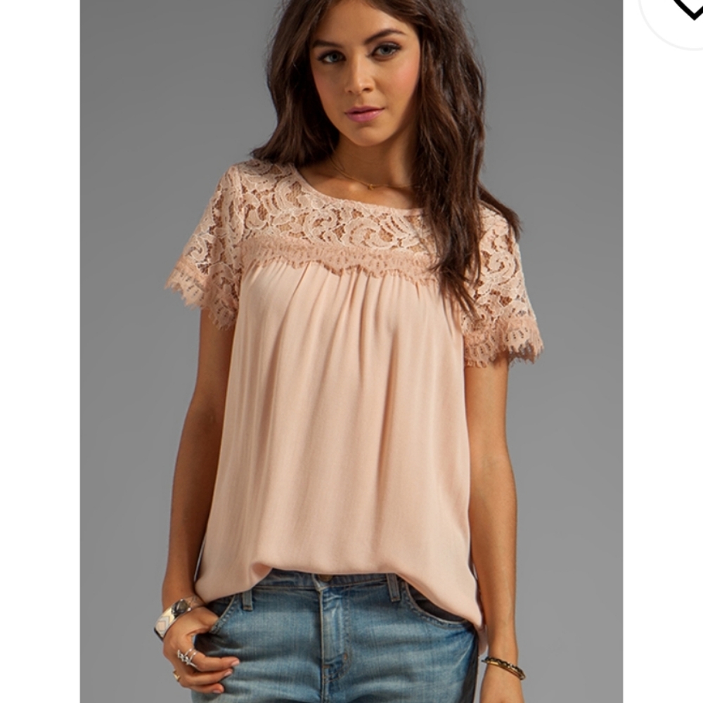 REVOLVE Ella Moss Peach Color Lace Top Size Small